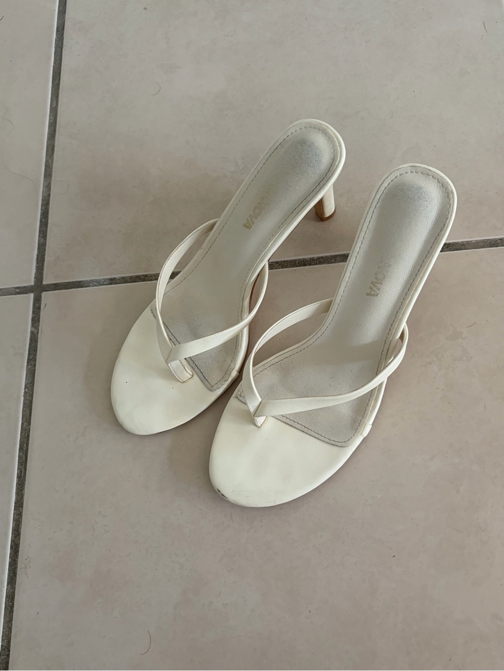 Fashion Nova Off-White Strappy Stiletto Slide Heels